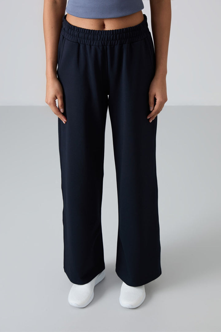 TMY Navy High Waist Pocketed Comfort Fit Wide Leg Women's Sweatpants - 94567 - Delmenhorst