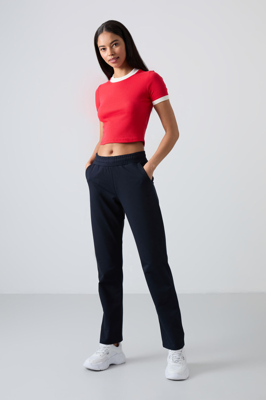 TMY Navy High Waist Pocketed Comfort Fit Classic Leg Women's Sweatpants - 94584 - Schaffhausen