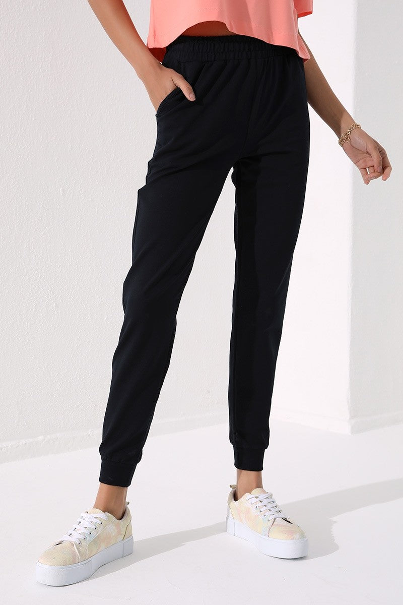 TMY Navy High Waist Jogger Comfort Fit Cuffed Women's Sweatpants - 94561 - Straubing