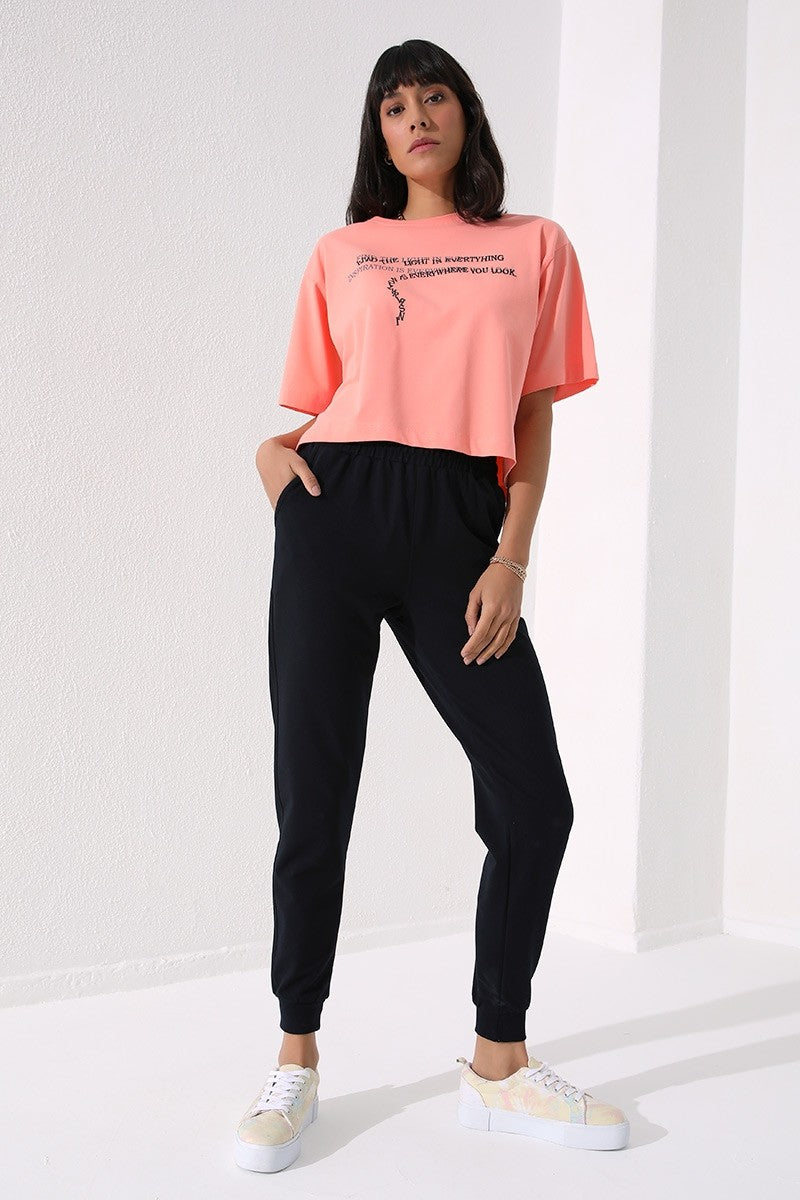 TMY Navy High Waist Jogger Comfort Fit Cuffed Women's Sweatpants - 94561 - Straubing