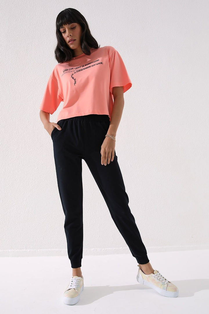 TMY Navy High Waist Jogger Comfort Fit Cuffed Women's Sweatpants - 94561 - Straubing