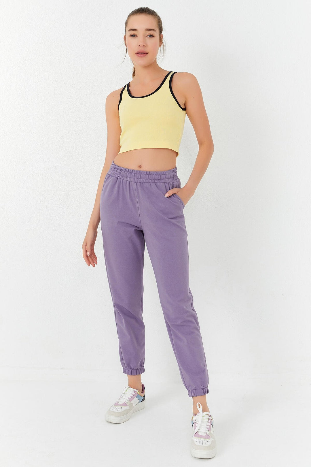 TMY Lemon Basic Zero Sleeve Tight Fit U Neck Women's Crop Top Tank Top - 97162 - Houghton le Spring