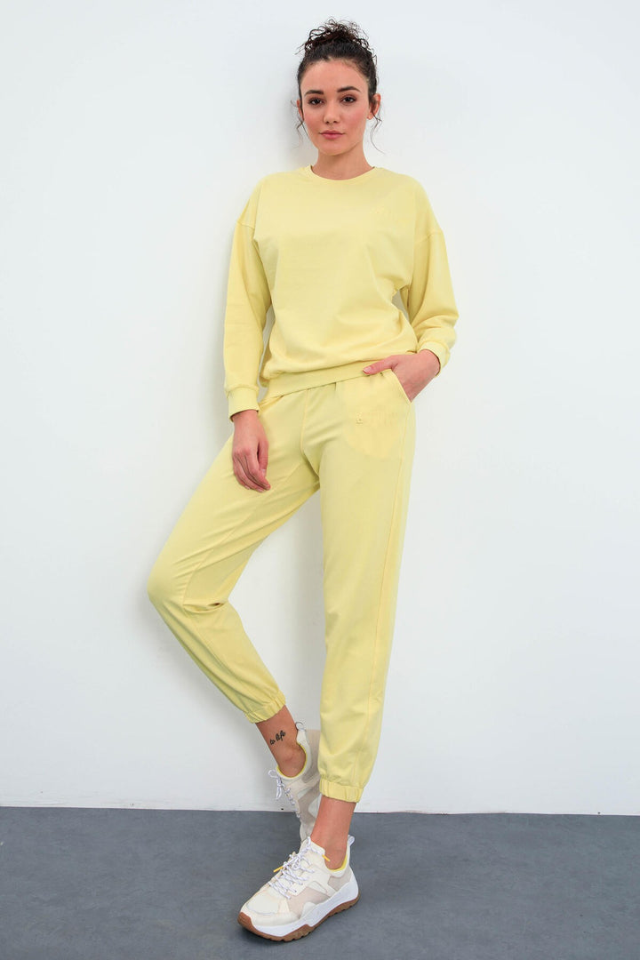 TMY Lemon O Neck Oversized Elastic Cuff Women's Tracksuit Set - 95287 - Wheaton
