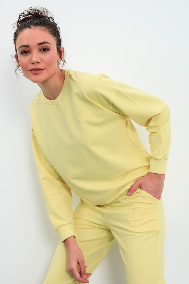 TMY Lemon O Neck Oversized Elastic Cuff Women's Tracksuit Set - 95287 - Wheaton