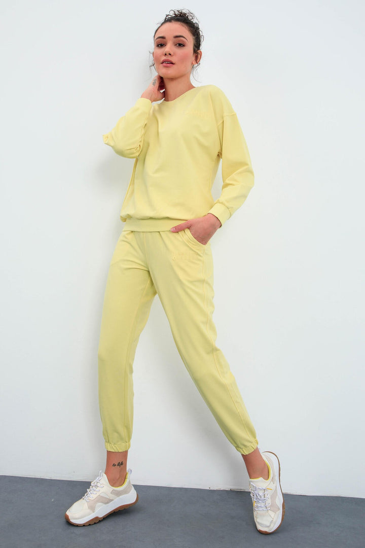 TMY Lemon O Neck Oversized Elastic Cuff Women's Tracksuit Set - 95287 - Wheaton