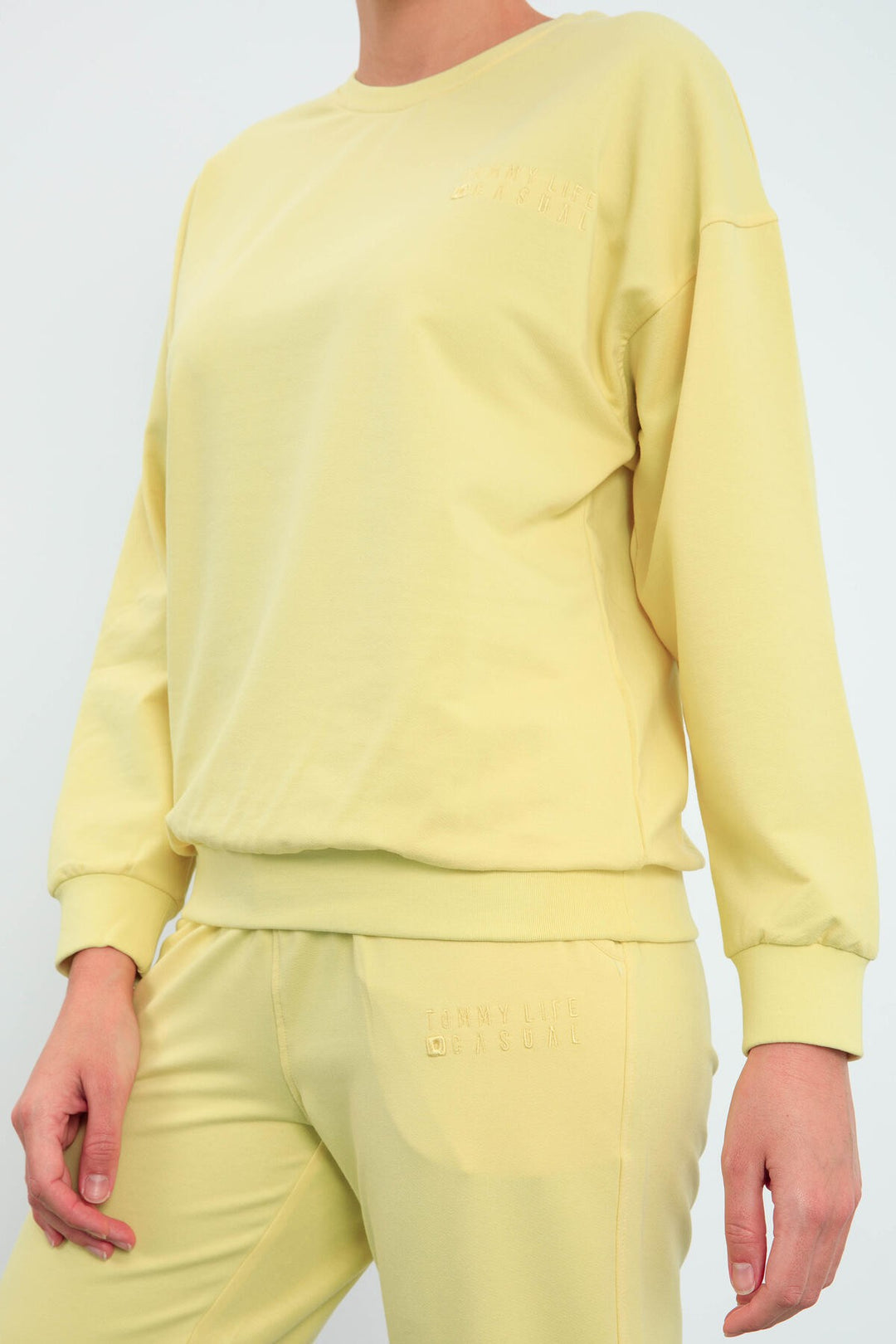 TMY Lemon O Neck Oversized Elastic Cuff Women's Tracksuit Set - 95287 - Wheaton