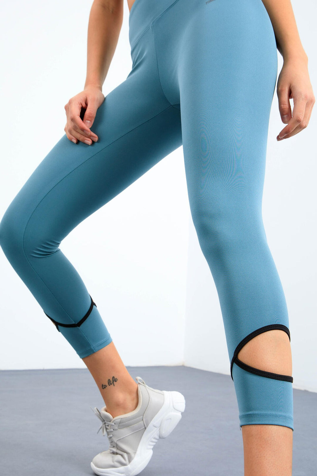 TMY Mint Green High Waist Slim Fit Skinny Leg Women's Leggings with Windowed Ankles - 94610 - Staten Island