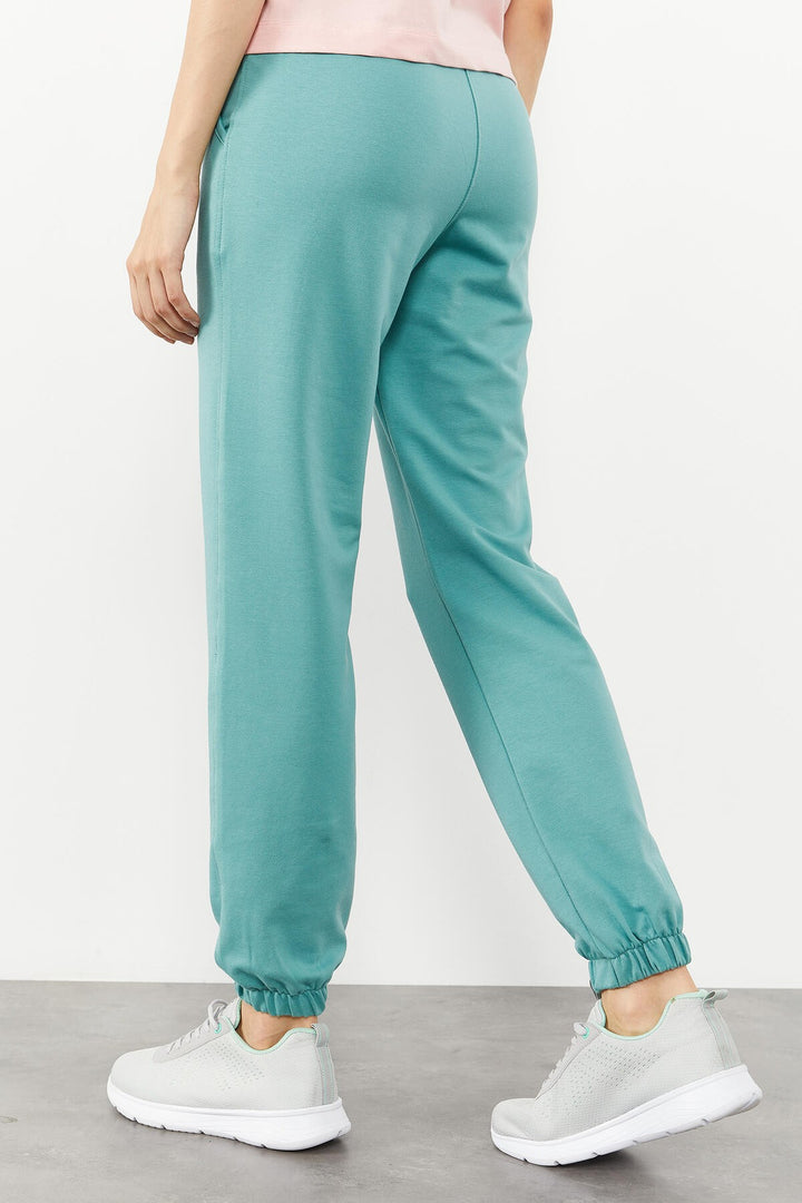 TMY Mint Green High Waist Comfort Fit Elastic Cuff Women's Sweatpants with Pockets - 94583 - Sint-Truiden