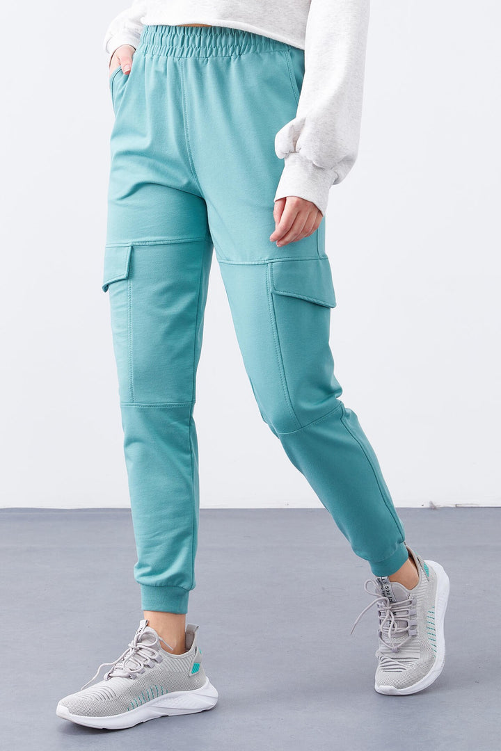 TMY Mint Green Cargo Pocket Comfortable Fit Cuffed Women's Sweatpants - 94581 - Llanelli