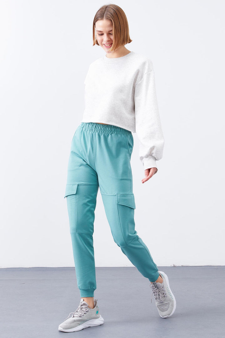 TMY Mint Green Cargo Pocket Comfortable Fit Cuffed Women's Sweatpants - 94581 - Llanelli