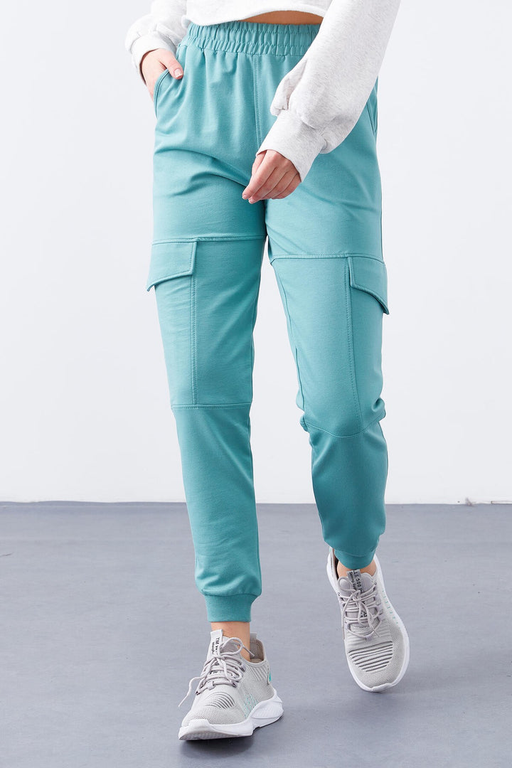 TMY Mint Green Cargo Pocket Comfortable Fit Cuffed Women's Sweatpants - 94581 - Llanelli