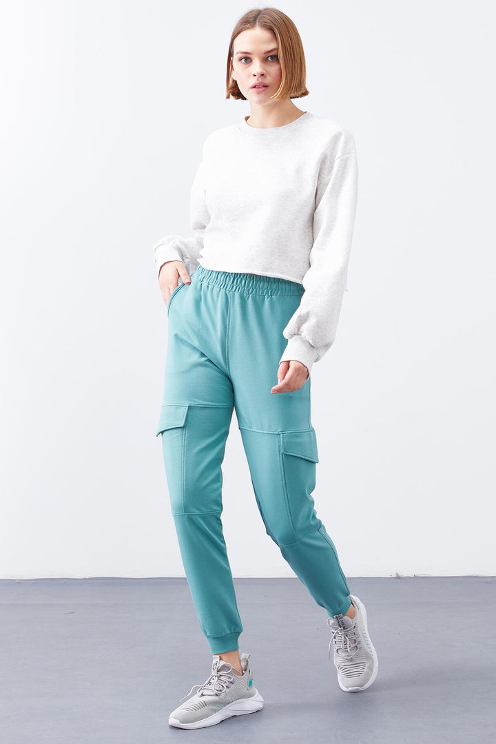 TMY Mint Green Cargo Pocket Comfortable Fit Cuffed Women's Sweatpants - 94581 - Llanelli