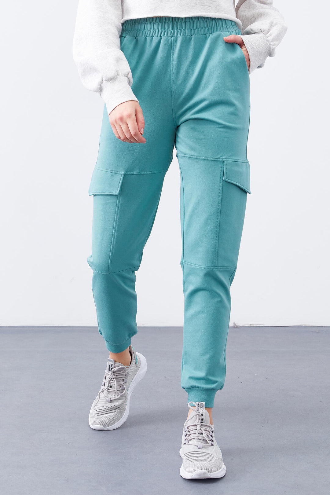 TMY Mint Green Cargo Pocket Comfortable Fit Cuffed Women's Sweatpants - 94581 - Llanelli