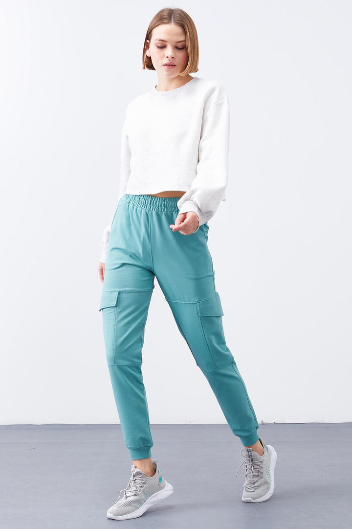 TMY Mint Green Cargo Pocket Comfortable Fit Cuffed Women's Sweatpants - 94581 - Llanelli