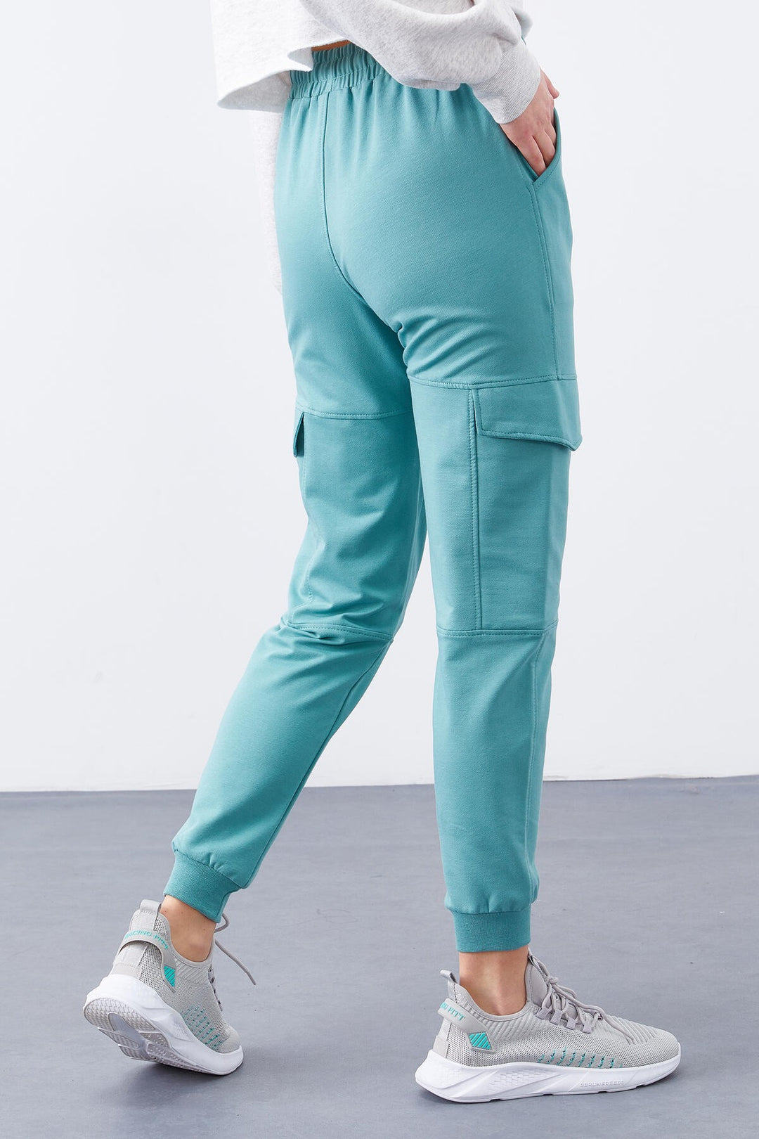 TMY Mint Green Cargo Pocket Comfortable Fit Cuffed Women's Sweatpants - 94581 - Llanelli