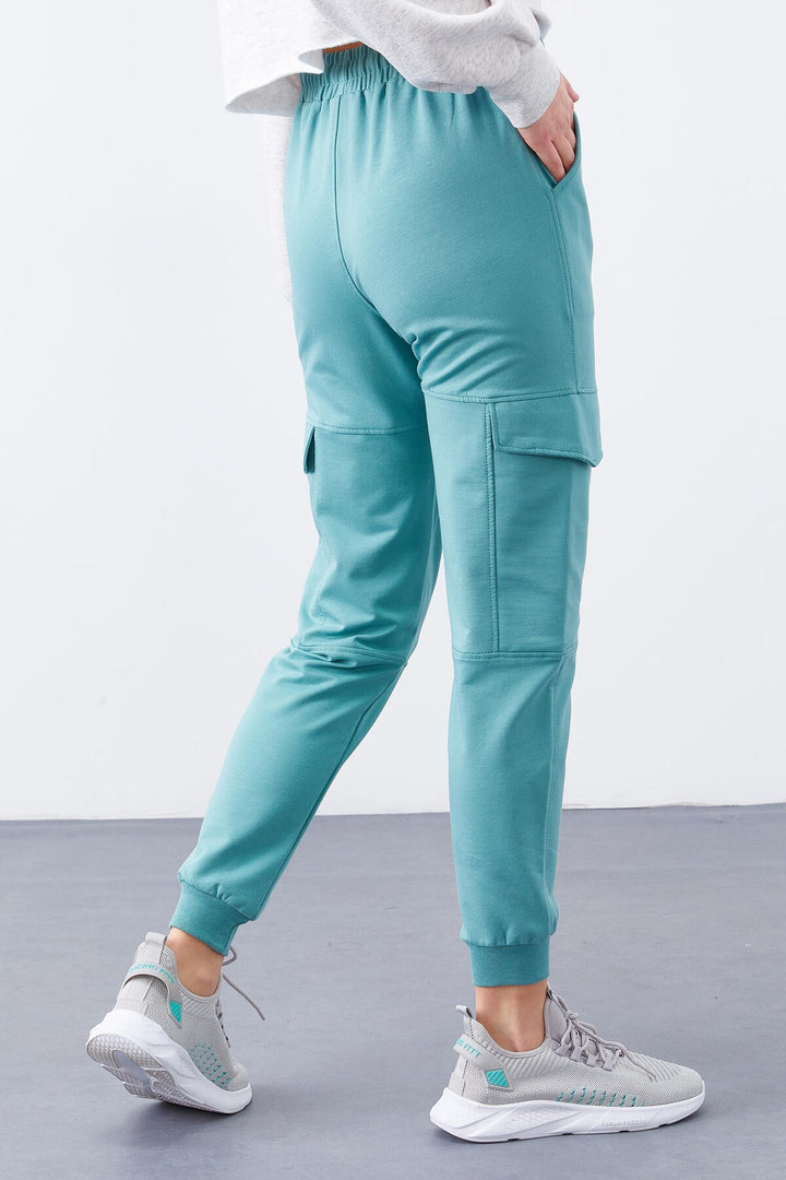 TMY Mint Green Cargo Pocket Comfortable Fit Cuffed Women's Sweatpants - 94581 - Llanelli