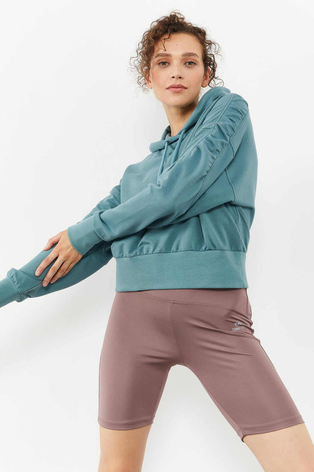 TMY Mint Green Shoulder Ruffle Detailed Balloon Sleeve Comfort Fit Women's Sweatshirt - 97166 - Thousand Oaks