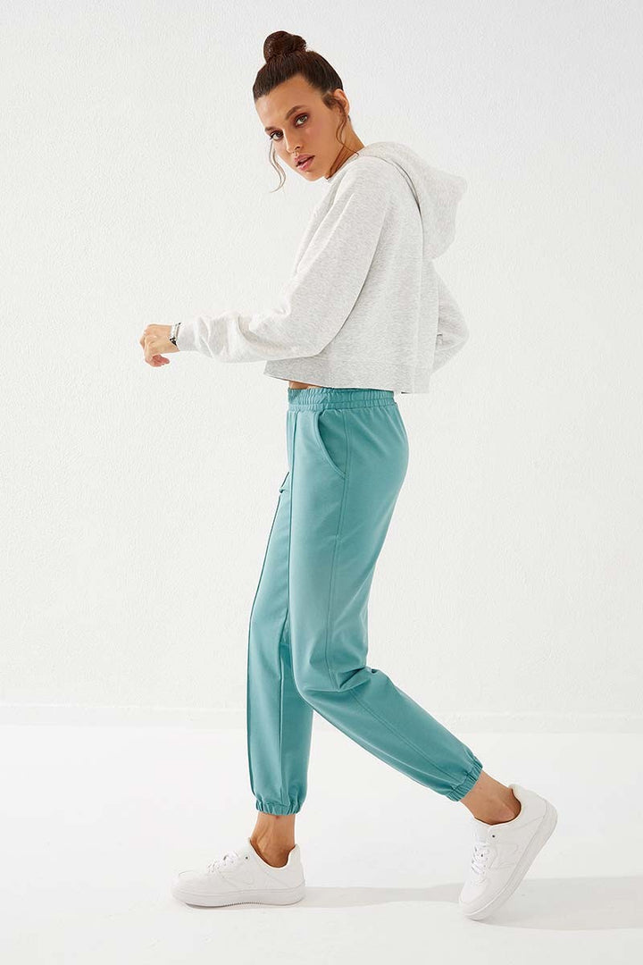 TMY Mint Green Embroidered Comfort Fit Elastic Cuff Women's Sweatpants - 94571 - Sioux Falls