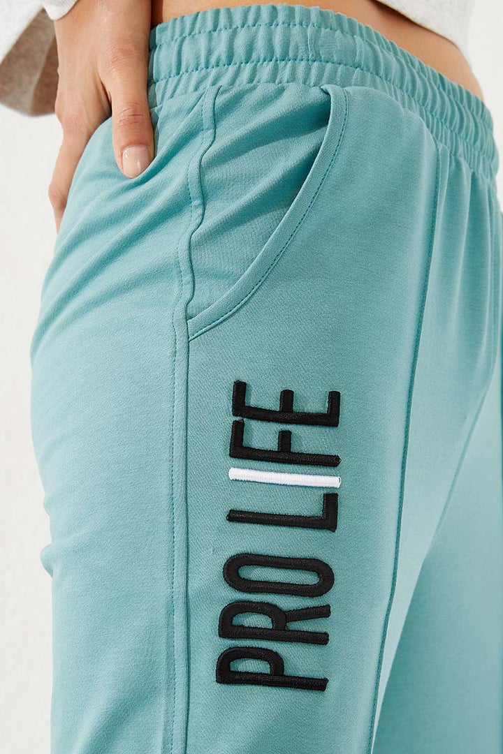 TMY Mint Green Embroidered Comfort Fit Elastic Cuff Women's Sweatpants - 94571 - Sioux Falls