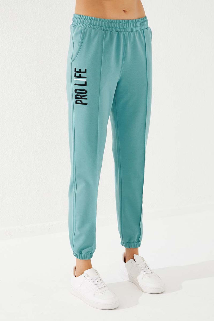 TMY Mint Green Embroidered Comfort Fit Elastic Cuff Women's Sweatpants - 94571 - Sioux Falls