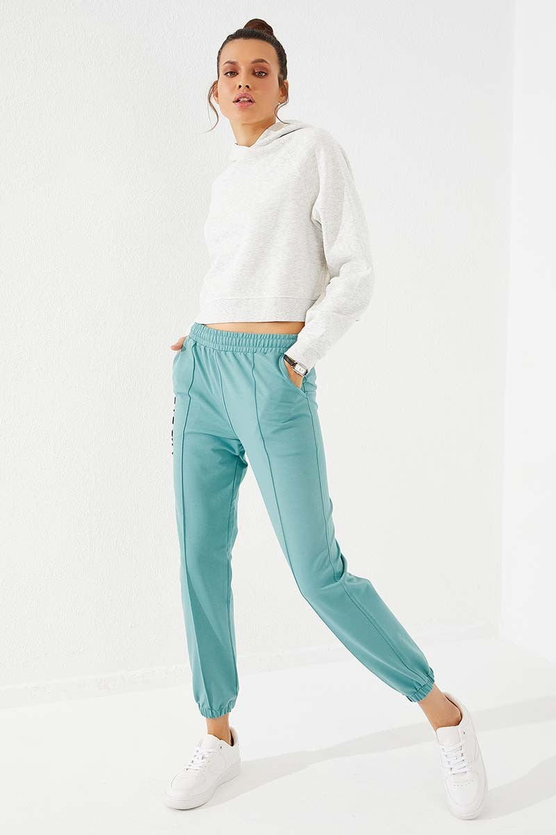 TMY Mint Green Embroidered Comfort Fit Elastic Cuff Women's Sweatpants - 94571 - Sioux Falls