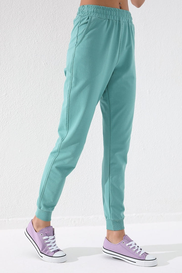 TMY Mint Green High Waist Jogger Comfort Fit Cuffed Women's Sweatpants - 94561 - Oshkosh