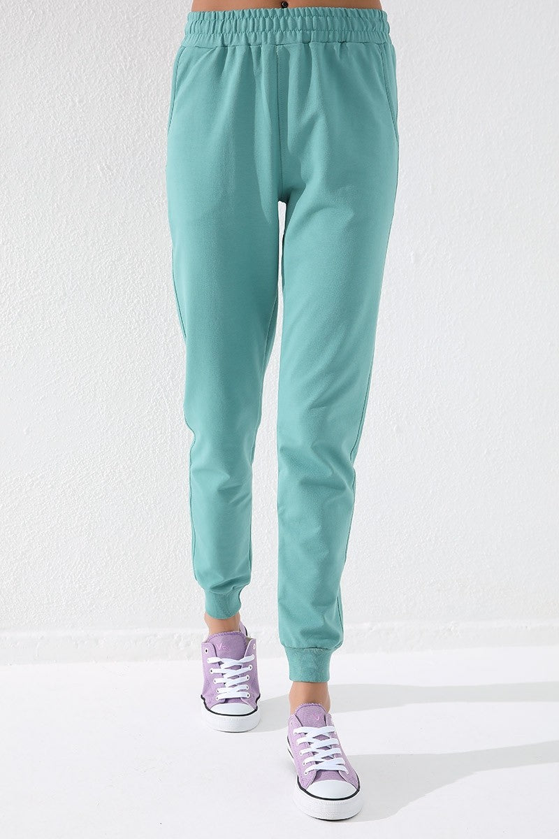 TMY Mint Green High Waist Jogger Comfort Fit Cuffed Women's Sweatpants - 94561 - Oshkosh