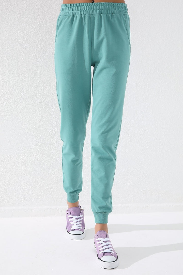 TMY Mint Green High Waist Jogger Comfort Fit Cuffed Women's Sweatpants - 94561 - Oshkosh