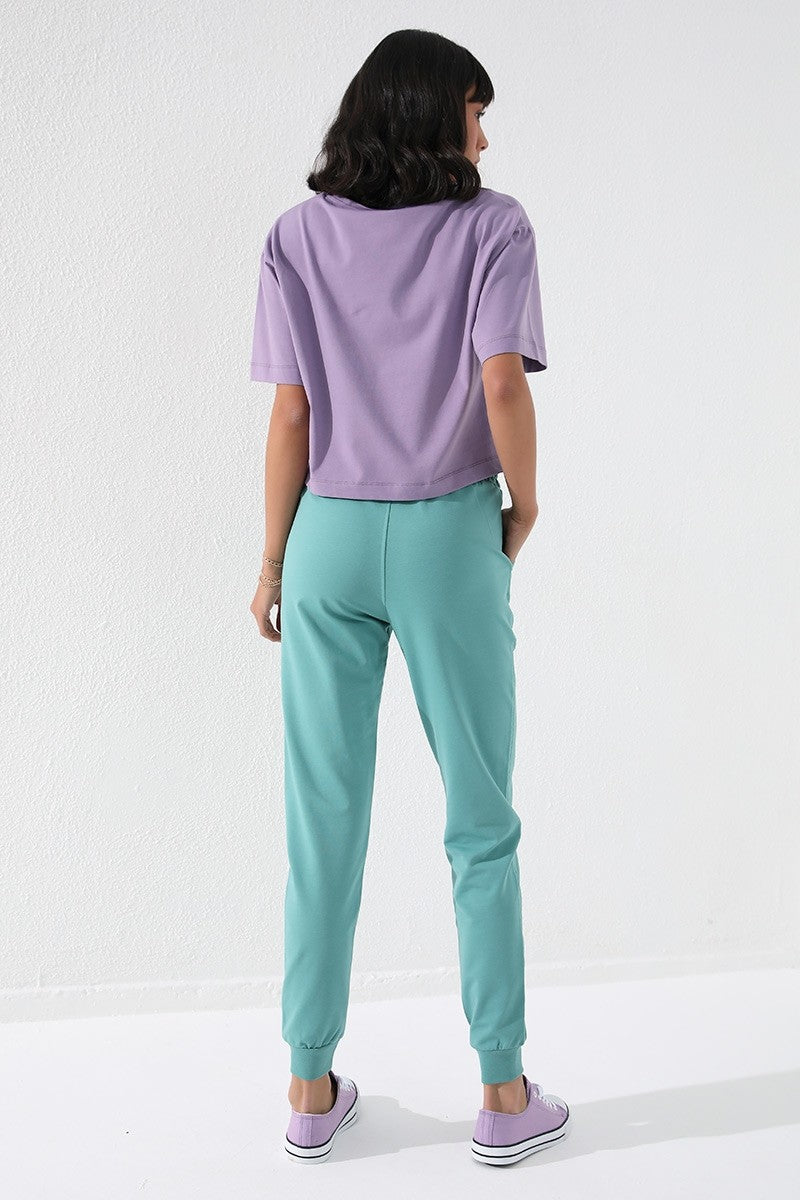 TMY Mint Green High Waist Jogger Comfort Fit Cuffed Women's Sweatpants - 94561 - Oshkosh