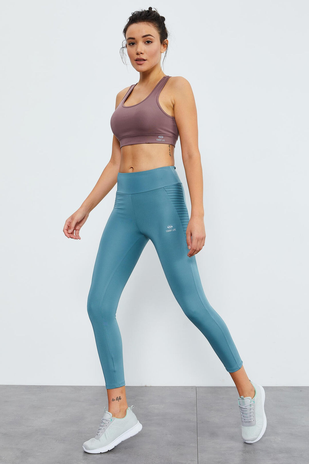 TMY Mint Green High Waist Shaping Slim Fit Skinny Leg Women's Leggings - 94568 - Torre Annunziata