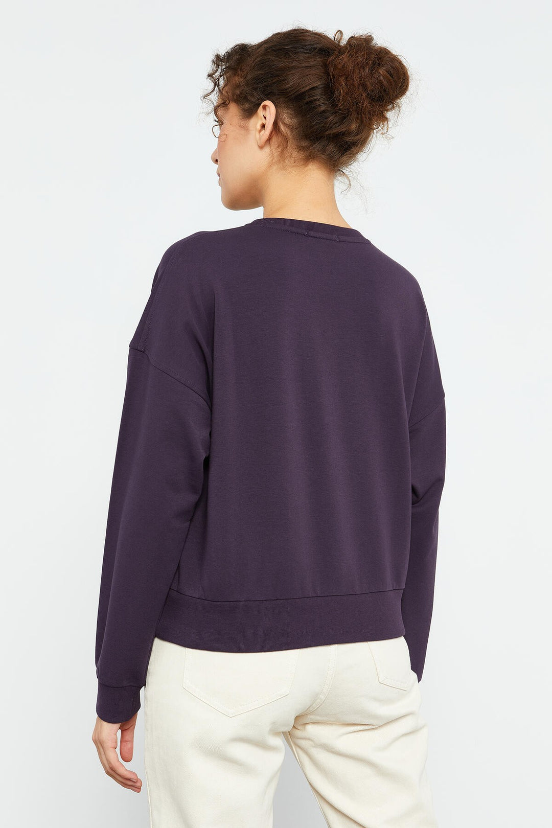 TMY Purple Basic Comfort Fit Round Neck Women's Sweatshirt - 97114 - Polatsk