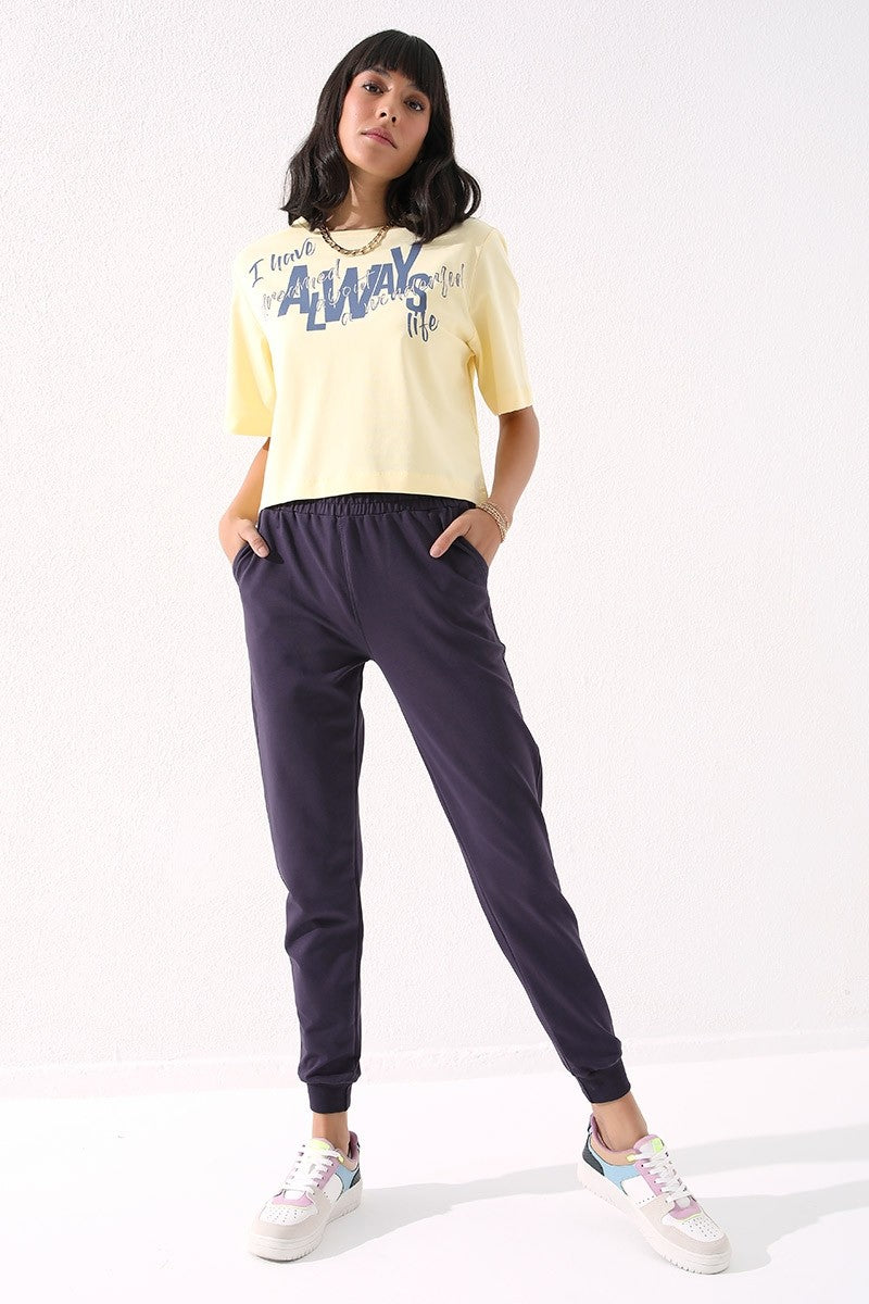 TMY Purple High Waist Jogger Comfort Fit Cuffed Women's Sweatpants - 94561 - Erkelenz