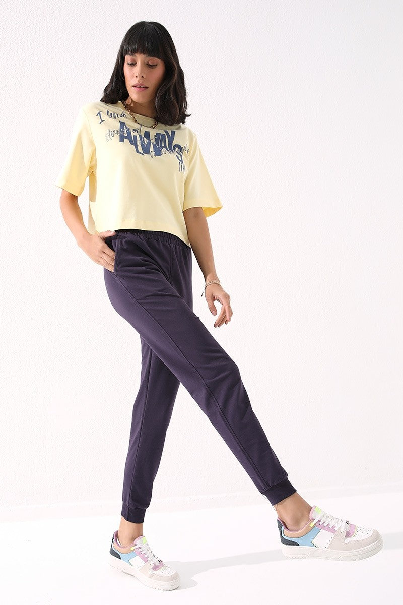 TMY Purple High Waist Jogger Comfort Fit Cuffed Women's Sweatpants - 94561 - Erkelenz