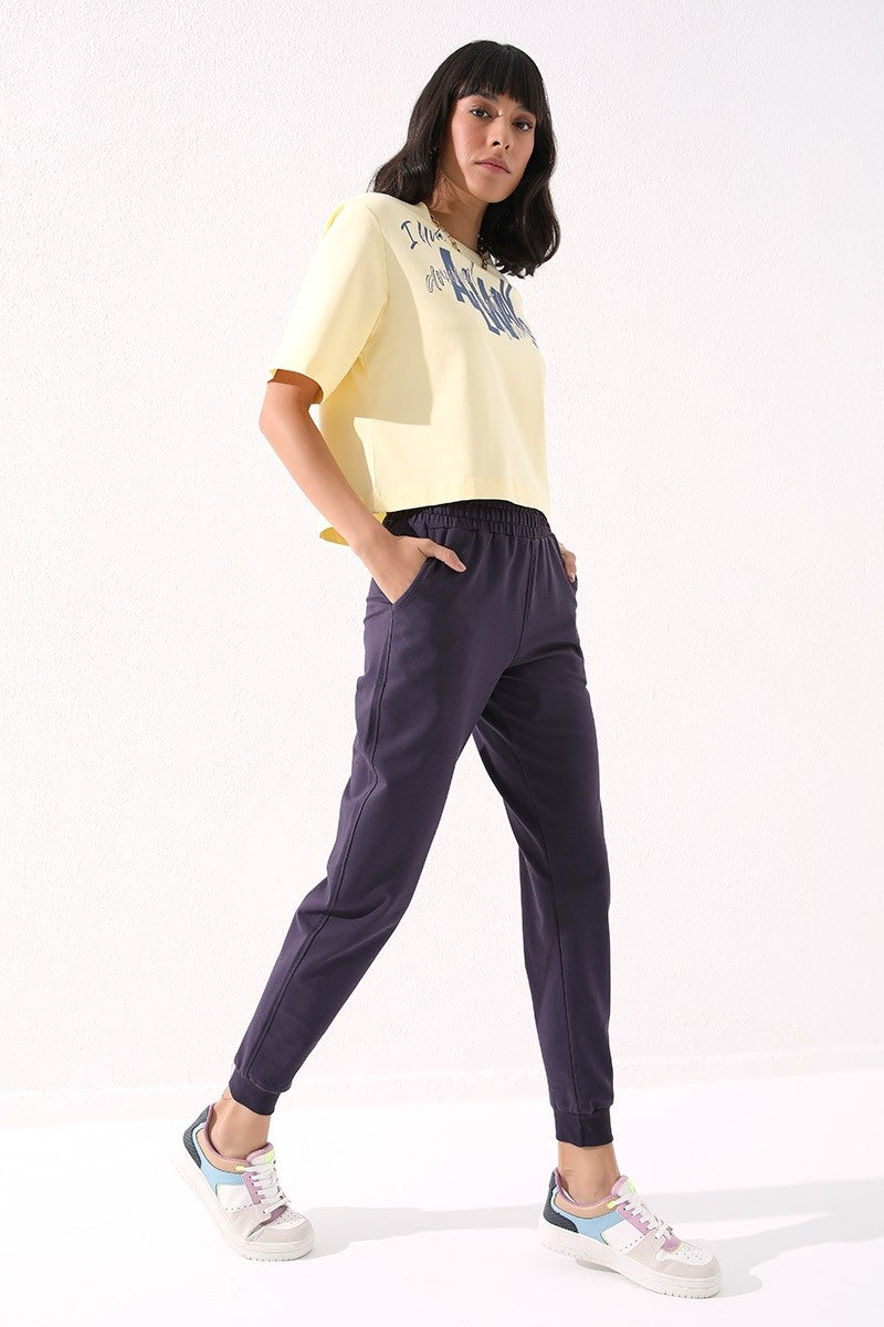 TMY Purple High Waist Jogger Comfort Fit Cuffed Women's Sweatpants - 94561 - Erkelenz