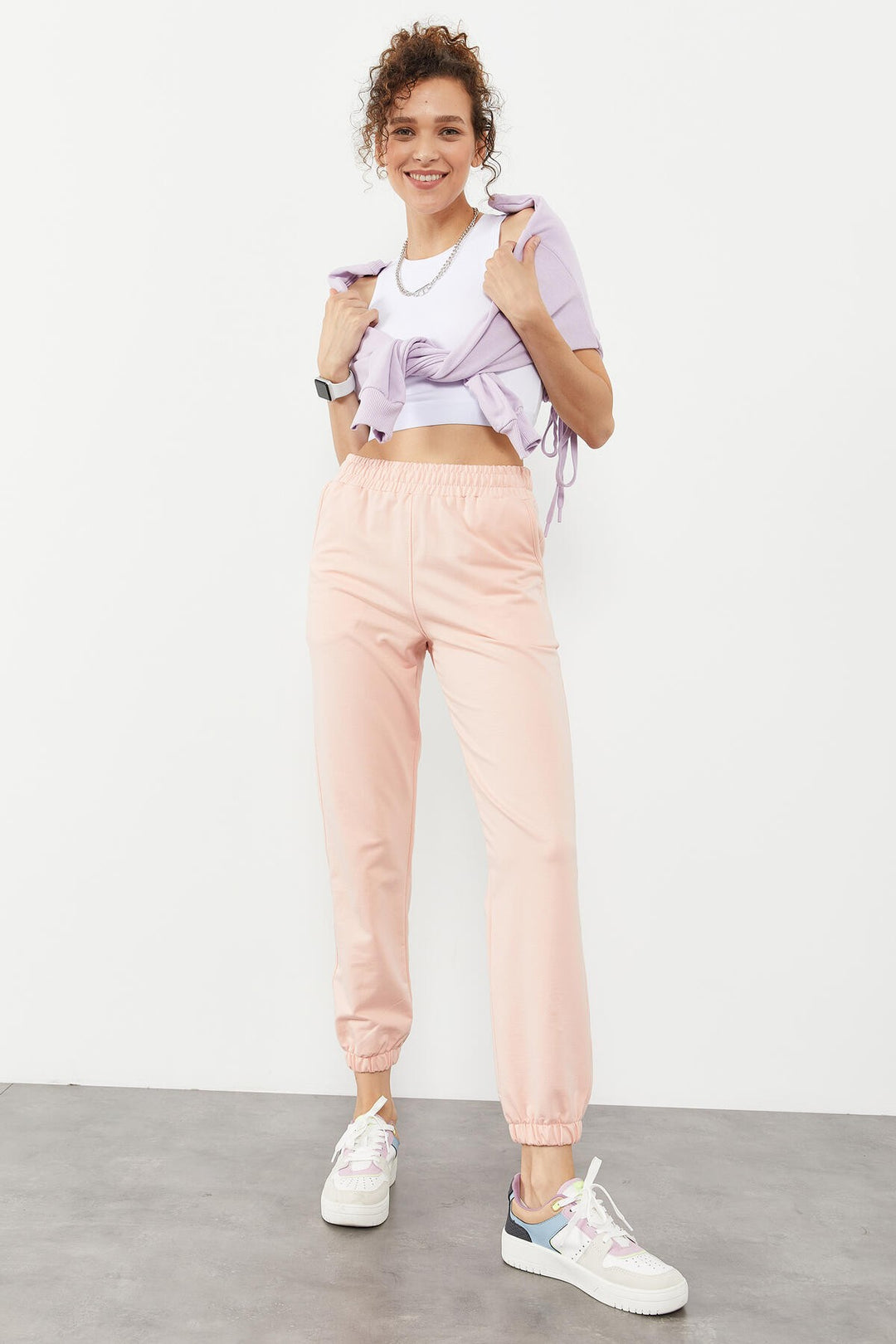 TMY Pink Pocket High Waist Comfortable Fit Elastic Cuff Women's Sweatpants - 94583 - Acapulco de Juárez