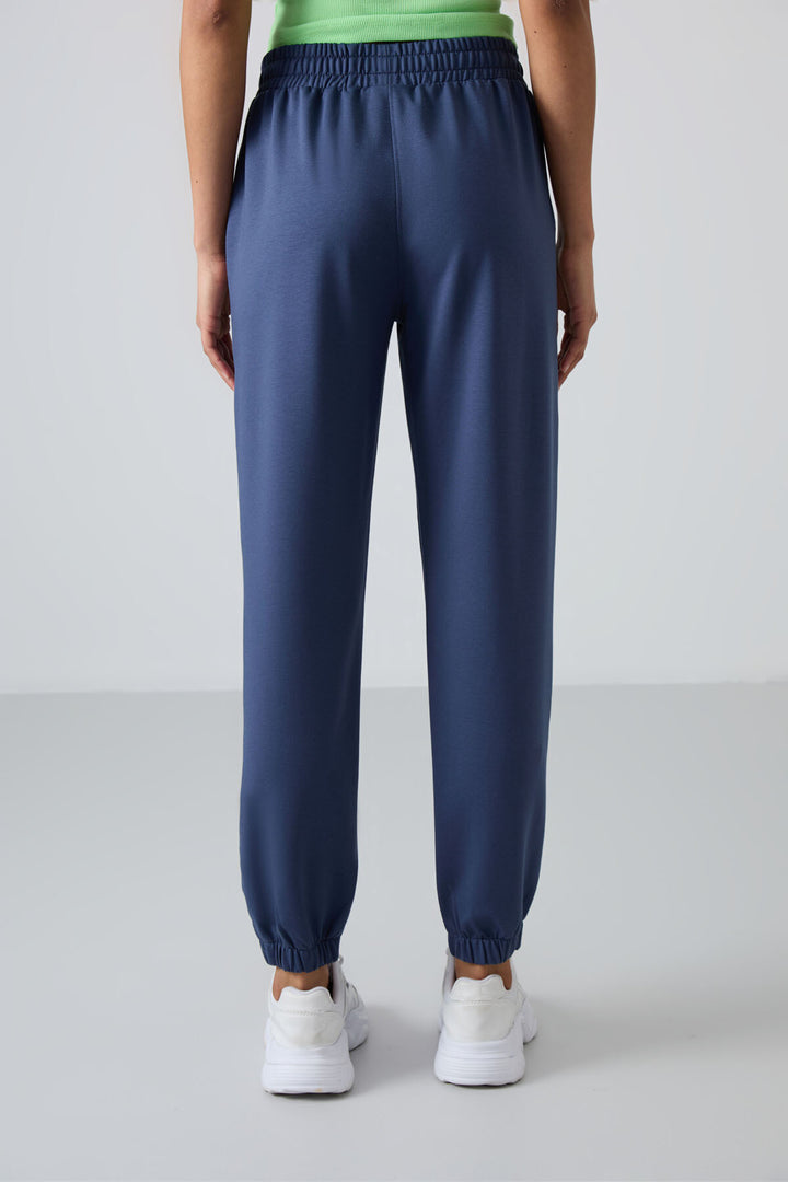 TMY Petrol Pocket High Waist Comfort Fit Elastic Cuff Women's Sweatpants - 94583 - Slonim