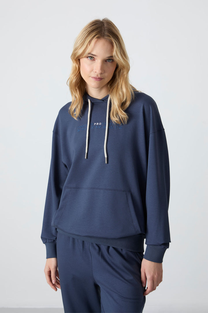 TMY Petrol Hooded Kangaroo Pocket Oversized Cuffed Women's Tracksuit - 95288 - Voerde