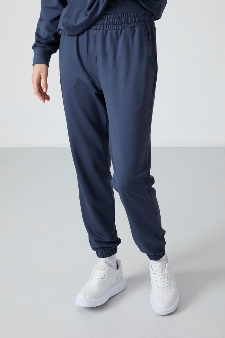 TMY Petrol Hooded Kangaroo Pocket Oversized Cuffed Women's Tracksuit - 95288 - Voerde