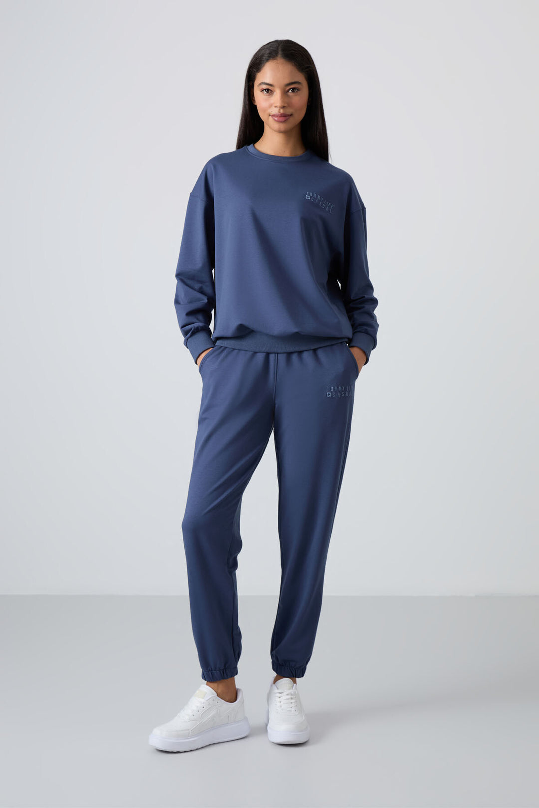 TMY Petrol O Neck Oversized Cuffed Women's Tracksuit Set - 95287 - Mount Pleasant