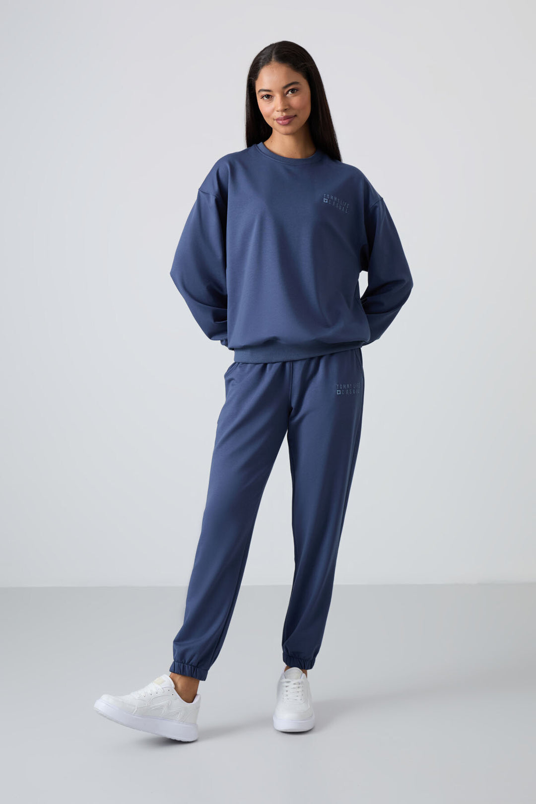 TMY Petrol O Neck Oversized Cuffed Women's Tracksuit Set - 95287 - Mount Pleasant
