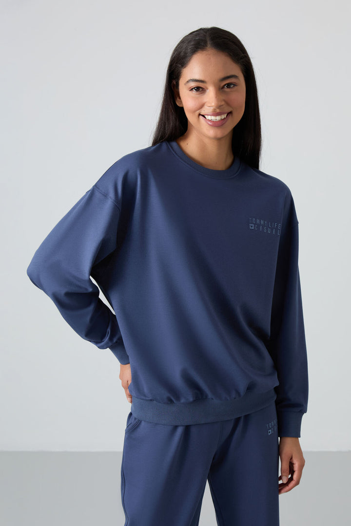 TMY Petrol O Neck Oversized Cuffed Women's Tracksuit Set - 95287 - Mount Pleasant