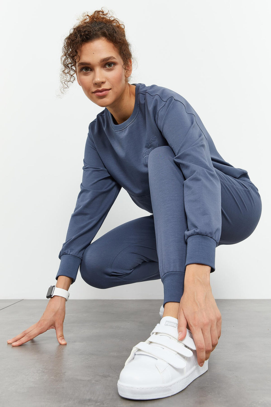 TMY Petrol Round Neck Embroidered Women's Oversized Tracksuit - 95300 - Brive-la-Gaillarde