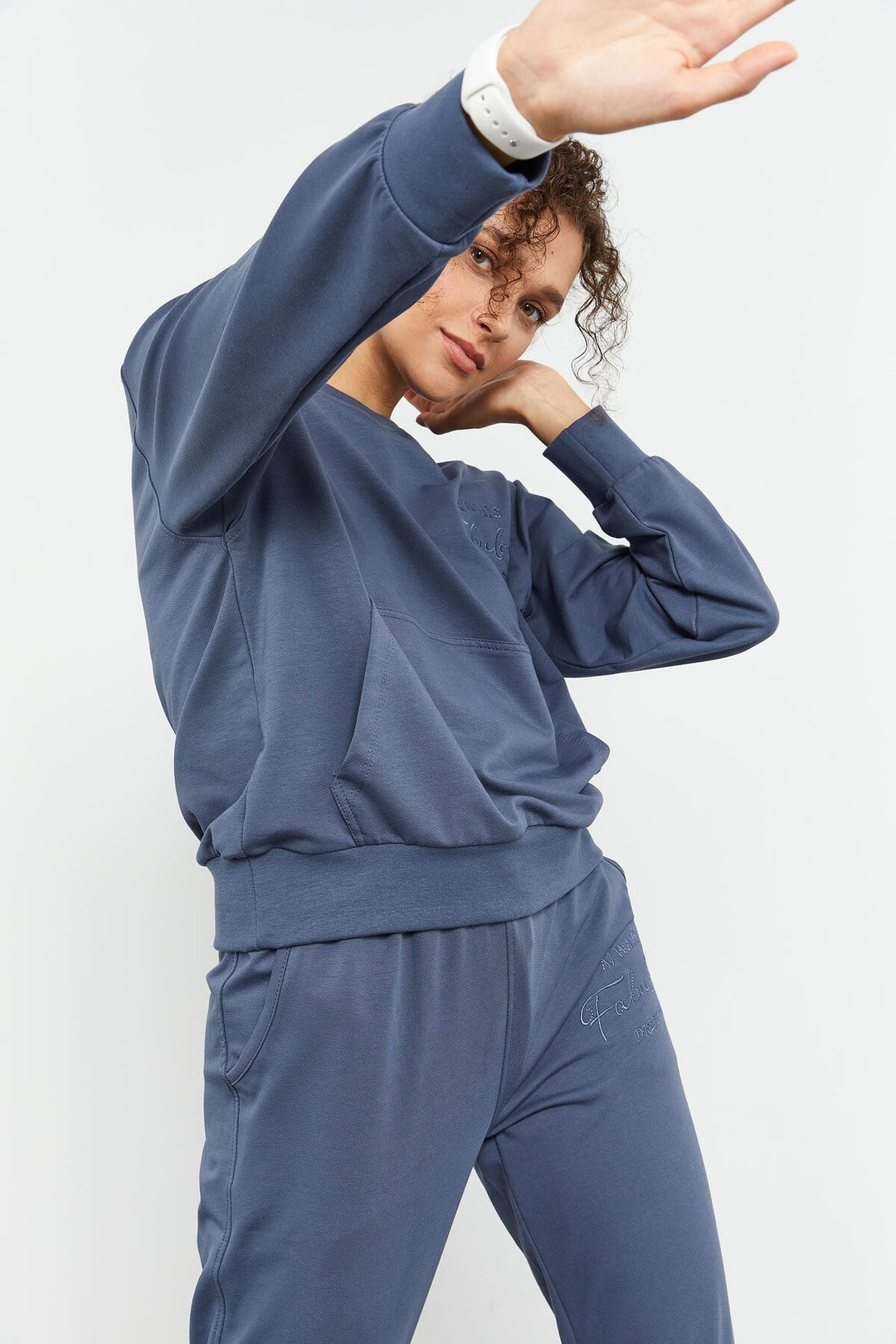 TMY Petrol Round Neck Embroidered Women's Oversized Tracksuit - 95300 - Brive-la-Gaillarde