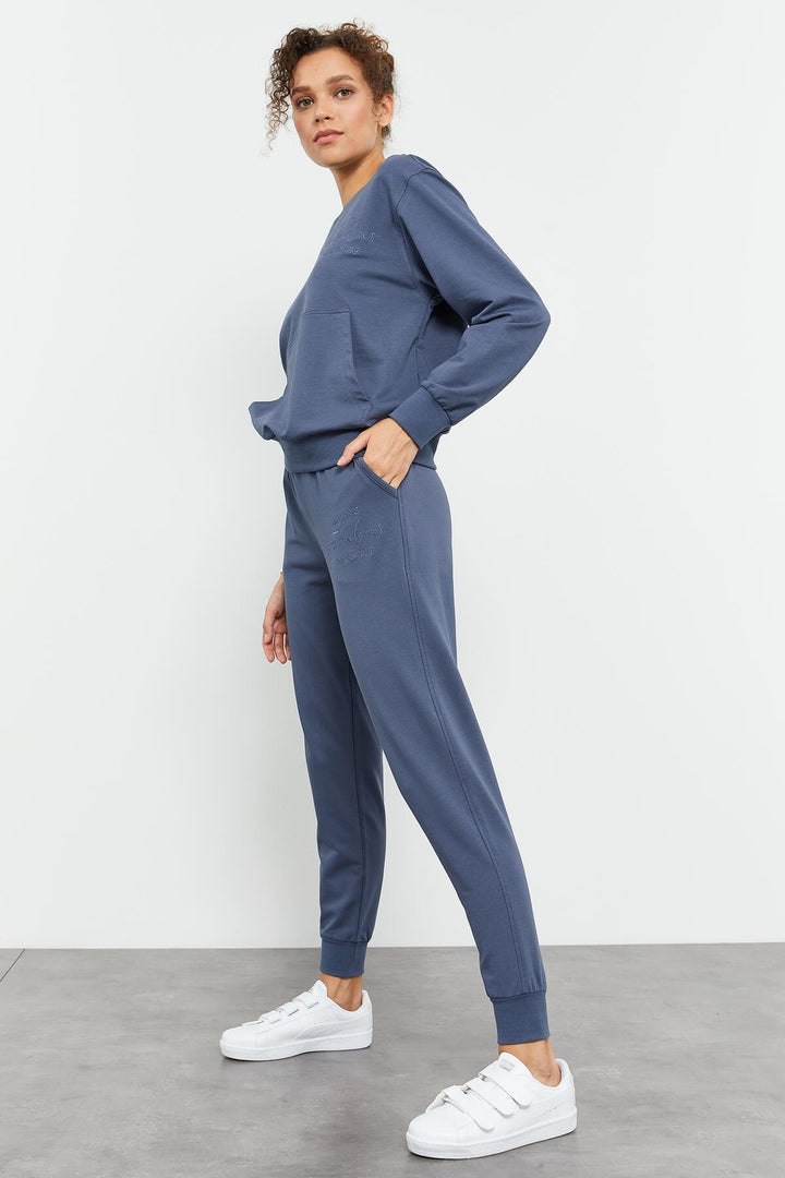 TMY Petrol Round Neck Embroidered Women's Oversized Tracksuit - 95300 - Brive-la-Gaillarde
