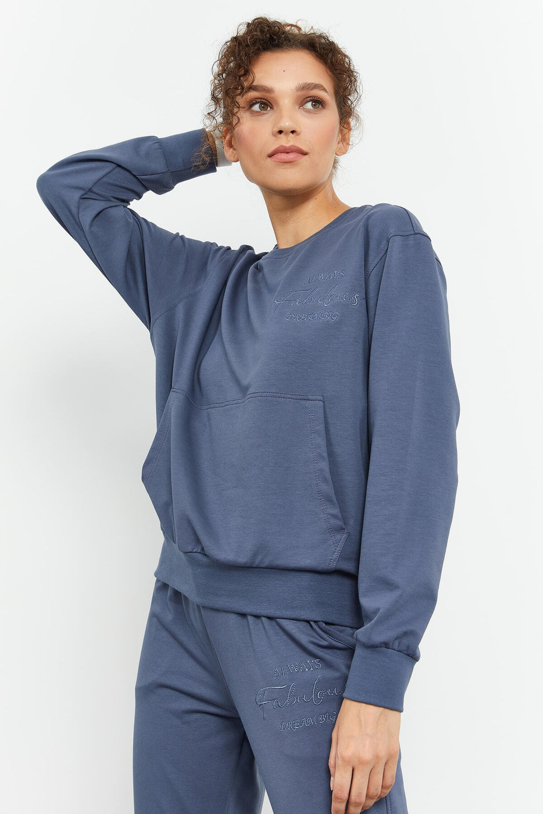 TMY Petrol Round Neck Embroidered Women's Oversized Tracksuit - 95300 - Brive-la-Gaillarde