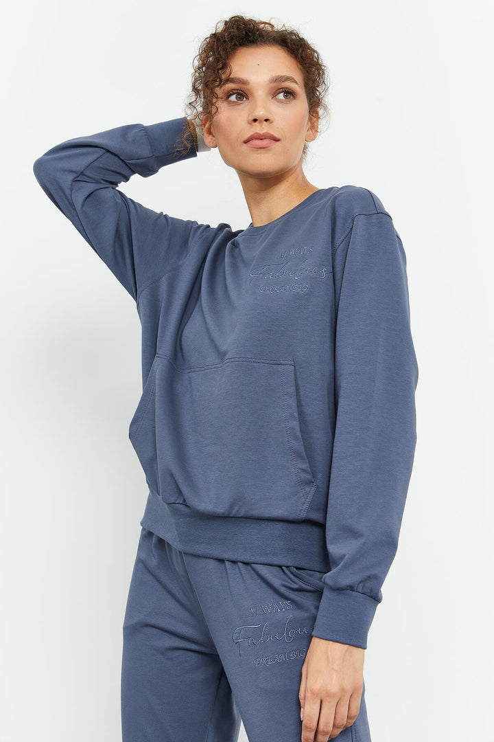 TMY Petrol Round Neck Embroidered Women's Oversized Tracksuit - 95300 - Brive-la-Gaillarde