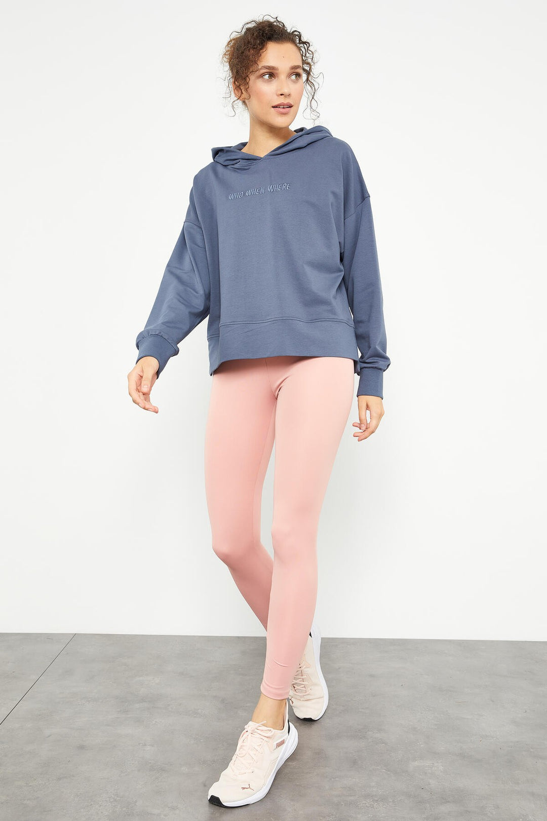 TMY Petrol Embroidered Hooded Basic Women's Oversize Sweatshirt - 97164 - Esch-sur-Alzette