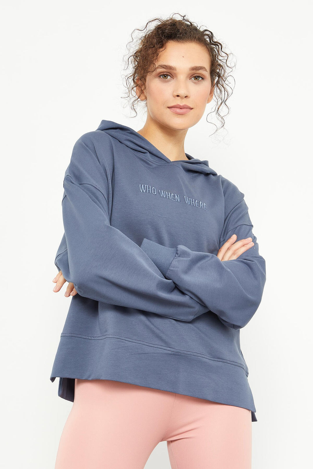 TMY Petrol Embroidered Hooded Basic Women's Oversize Sweatshirt - 97164 - Esch-sur-Alzette