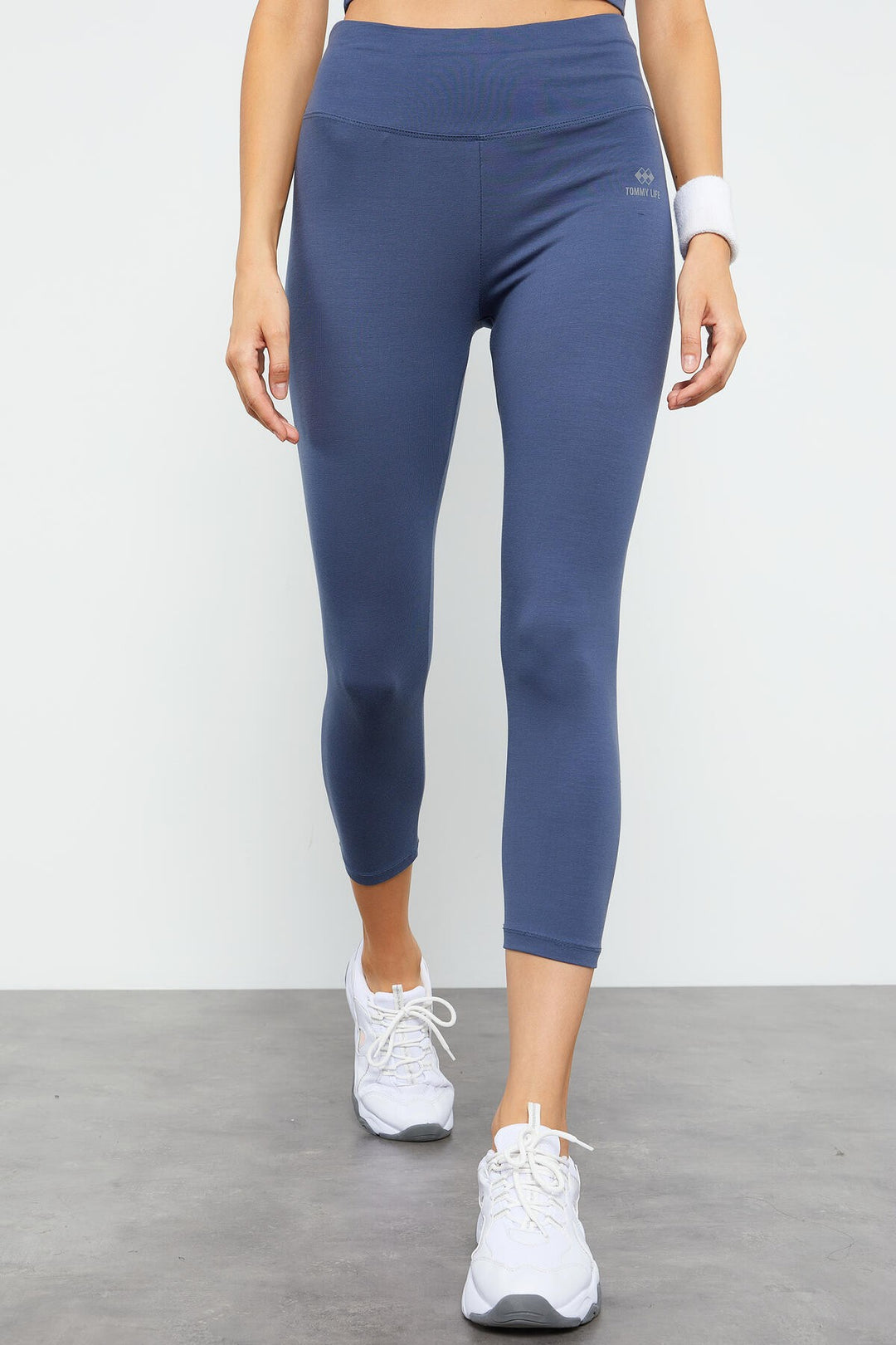 TMY Petrol High Waist Capri-Crop T-Shirt Slim Fit Women's Leggings Set - 95285 - Anaheim