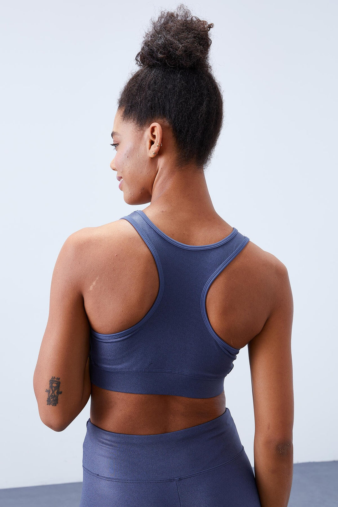 TMY Petrol High Waist Gathered Back Detailed Slim Fit Bustier Women's Leggings Set - 95281 - Palm Bay